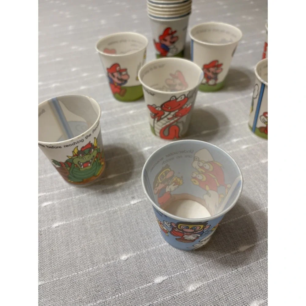 RARE 22 Vintage Super Mario Nintendo 1989 Retro Dixie Cups Bowser USA made